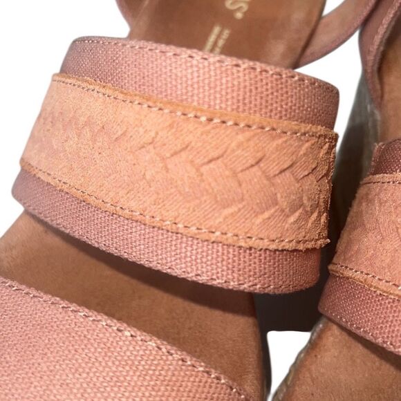 Toms Madelyn Sandy Beige Canvas Braided Espadrille Wedge Sandals Size 7 - Picture 4 of 13